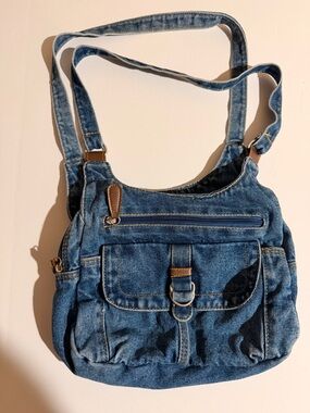 Vintage Denim Crossbody Shoulder Bag - Blue Vtg
